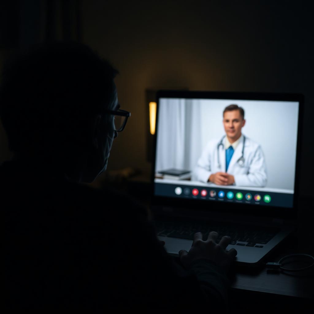 Patient on a video call with a physician